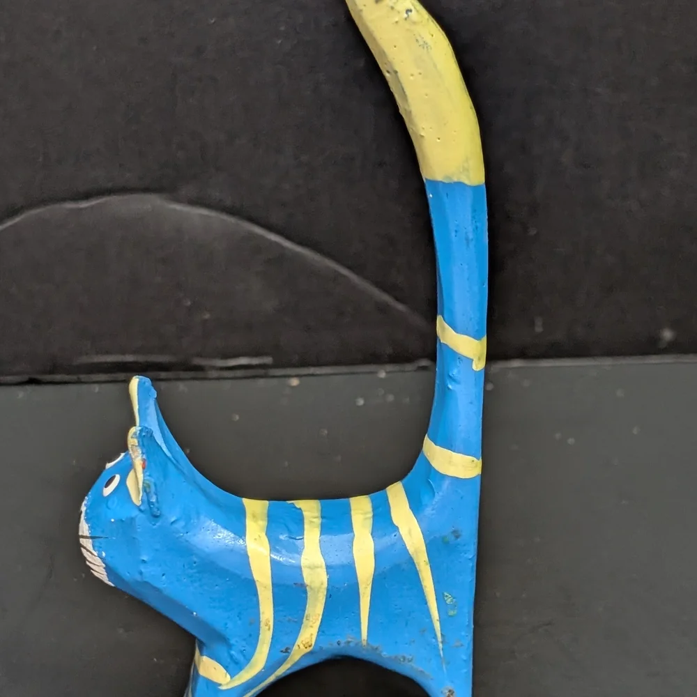 Blue and Yellow Cat Figurine